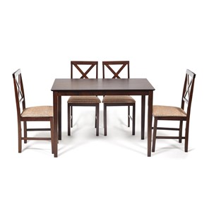 Обеденный комплект Хадсон (стол + 4 стула) id 13691 cappuccino (темный орех) арт.13691 в Улан-Удэ